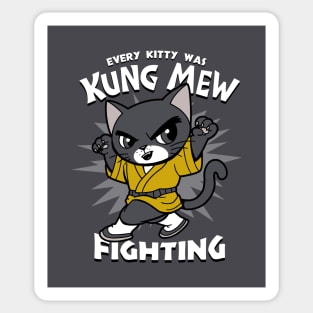 Funny Retro 70's Cat Doing Kung fu Martial Arts Funny Meme Sticker